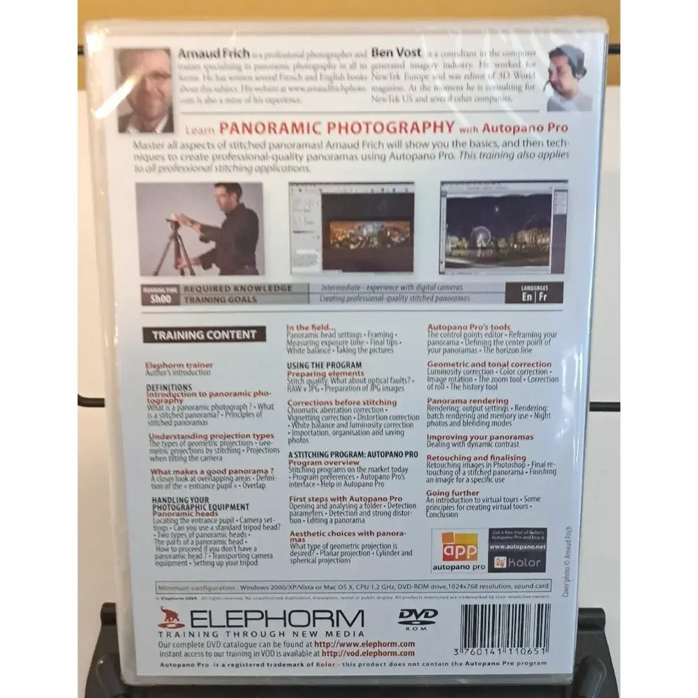 Elephorm DVD-ROM Learn Panoramic Photography Autopano Pro w/ Arnaud Frich PC Mac
